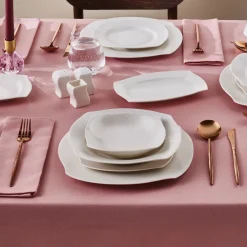 Discount Square Bone China Fancy Embossed 53-Piece Porcelain Dinner Set for 12 People, White See All Dinner Sets|Bone China Dinner Sets