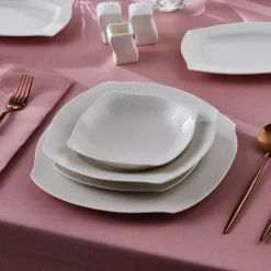 Discount Square Bone China Fancy Embossed 53-Piece Porcelain Dinner Set for 12 People, White See All Dinner Sets|Bone China Dinner Sets