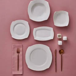 Discount Square Bone China Fancy Embossed 53-Piece Porcelain Dinner Set for 12 People, White See All Dinner Sets|Bone China Dinner Sets