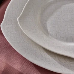 Discount Square Bone China Fancy Embossed 53-Piece Porcelain Dinner Set for 12 People, White See All Dinner Sets|Bone China Dinner Sets