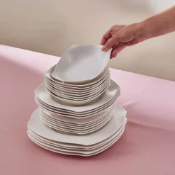 Discount Square Bone China Fancy Embossed 53-Piece Porcelain Dinner Set for 12 People, White See All Dinner Sets|Bone China Dinner Sets