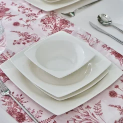 New Square Bone China Mensa 24-Piece Dinner Set for 6 People, White Bone China Dinner Sets|See All Dinner Sets
