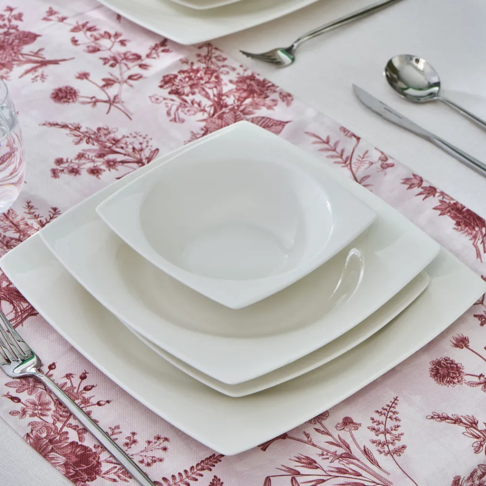 New Square Bone China Mensa 24-Piece Dinner Set for 6 People, White Bone China Dinner Sets|See All Dinner Sets