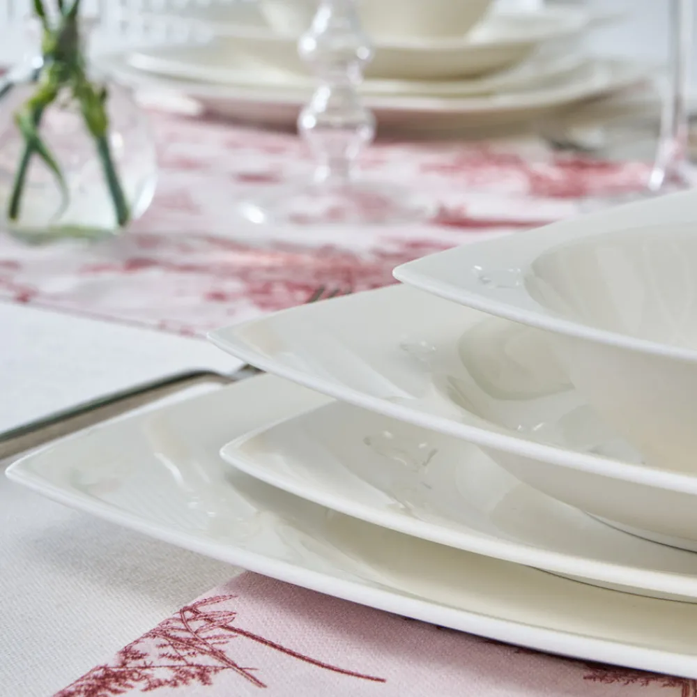 New Square Bone China Mensa 24-Piece Dinner Set for 6 People, White Bone China Dinner Sets|See All Dinner Sets