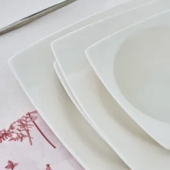 New Square Bone China Mensa 24-Piece Dinner Set for 6 People, White Bone China Dinner Sets|See All Dinner Sets