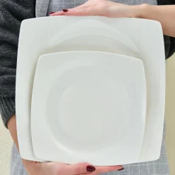 New Square Bone China Mensa 24-Piece Dinner Set for 6 People, White Bone China Dinner Sets|See All Dinner Sets