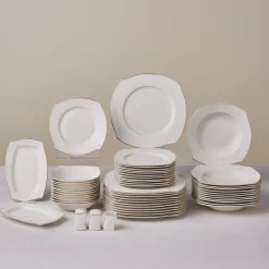 Clearance Square Bone China Wave 53-Piece Dinner Set for 12 People, Bone China Dinner Sets|See All Dinner Sets