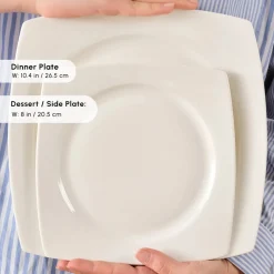 Clearance Square Bone China Jamie 52-Piece Dinner Set for 12 People, White See All Dinner Sets|Bone China Dinner Sets