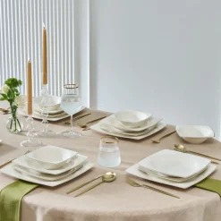Sale Square Bone China Mensa 24-Piece Dinner Set for 6 People, See All Dinner Sets|Bone China Dinner Sets