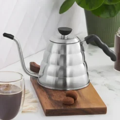 Online Stainless Steel Coffee Kettle, 1200ml, Silver Black Cafetieres