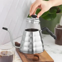 Online Stainless Steel Coffee Kettle, 1200ml, Silver Black Cafetieres