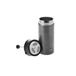 Stainless Steel French Press Flask, 350ml, Silver Black Stainless Steel Flasks