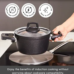 New Stainless Steel Induction Hob Plate Adapter, 23.5cm, Grey Induction Cookware