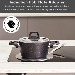 New Stainless Steel Induction Hob Plate Adapter, 23.5cm, Grey Induction Cookware