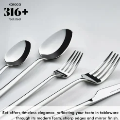 Hot Stark 84-Piece 316+ Stainless Steel Cutlery Set for 12 People, Silver Cutlery Sets