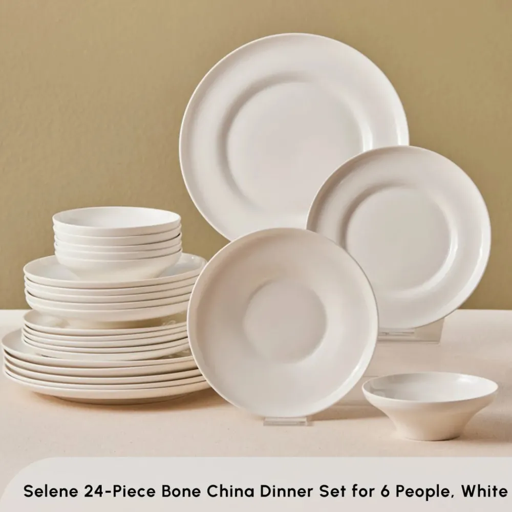 New Stream Bone China Selene 24-Piece Dinner Set for 6 People, White See All Dinner Sets|Bone China Dinner Sets