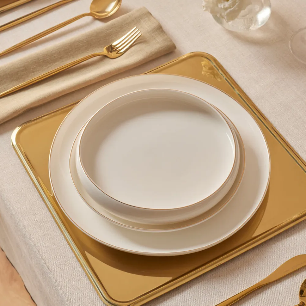 New Stream Bone China Hole Gold 24-Piece Dinner Set for 6 People, Multi See All Dinner Sets|Bone China Dinner Sets