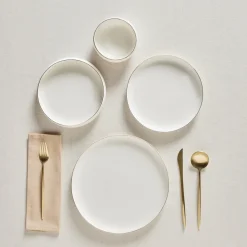 New Stream Bone China Hole Gold 24-Piece Dinner Set for 6 People, Multi See All Dinner Sets|Bone China Dinner Sets