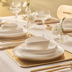 New Stream Bone China Hole Gold 24-Piece Dinner Set for 6 People, Multi See All Dinner Sets|Bone China Dinner Sets