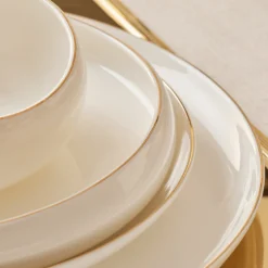 New Stream Bone China Hole Gold 24-Piece Dinner Set for 6 People, Multi See All Dinner Sets|Bone China Dinner Sets