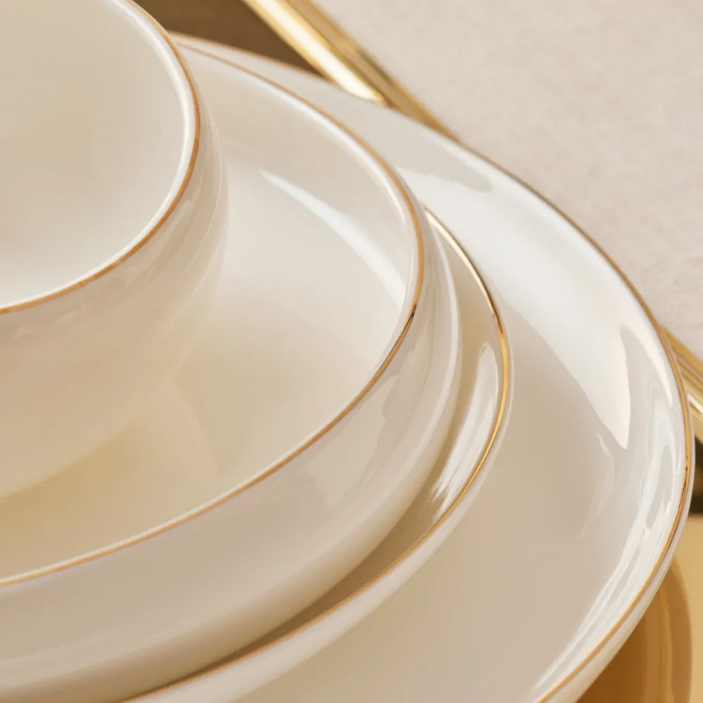 New Stream Bone China Hole Gold 24-Piece Dinner Set for 6 People, Multi See All Dinner Sets|Bone China Dinner Sets