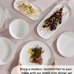 Discount Stream Bone China Favaro 53-Piece Dinner Set for 12 People, Platin See All Dinner Sets|Bone China Dinner Sets