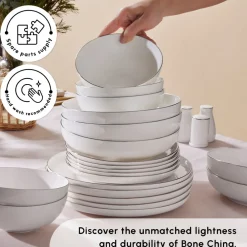 Discount Stream Bone China Favaro 53-Piece Dinner Set for 12 People, Platin See All Dinner Sets|Bone China Dinner Sets
