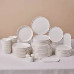 Best Stream Bone China Bomo 53-Piece Dinner Set for 12 People, White See All Dinner Sets|Bone China Dinner Sets