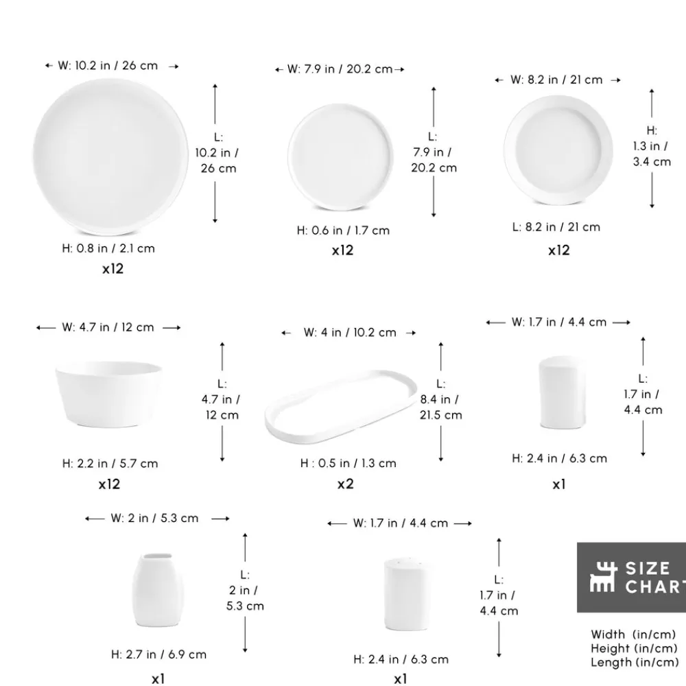 Best Stream Bone China Bomo 53-Piece Dinner Set for 12 People, White See All Dinner Sets|Bone China Dinner Sets