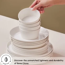 Best Stream Bone China Bomo 53-Piece Dinner Set for 12 People, White See All Dinner Sets|Bone China Dinner Sets