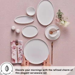 Discount Stream Bone China Sunset 34-Piece Serveware Set for 6 People, White Forever Bone China Serveware Sets|See All Serveware Sets