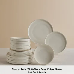 Sale Stream Bone China Felix XL 18-Piece China Dinner Set for 6 People, White See All Dinner Sets|Bone China Dinner Sets