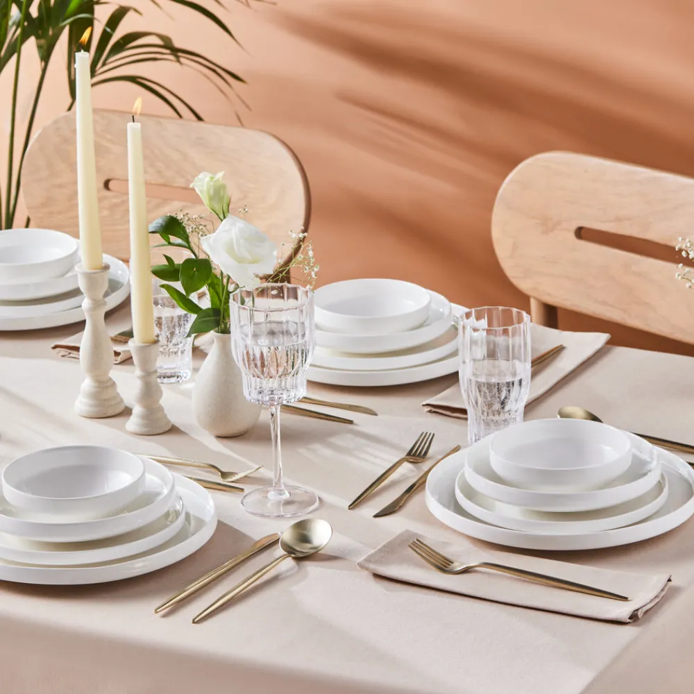 Outlet Stream Bone China Saturn 24-Piece Dinner Set for 6 People, White See All Dinner Sets|Bone China Dinner Sets