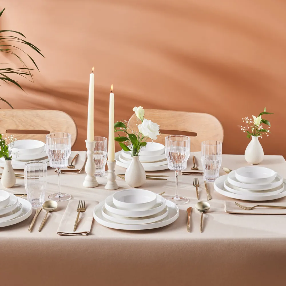 Outlet Stream Bone China Saturn 24-Piece Dinner Set for 6 People, White See All Dinner Sets|Bone China Dinner Sets