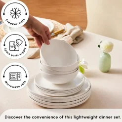 Online Stream Bone China Remi 18-Piece Bone China Dinner Set for 6 People, White See All Dinner Sets|Bone China Dinner Sets