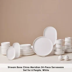 New Stream Bone China Meridian 34-Piece Serveware Set for 6 People, White See All Serveware Sets|Forever Bone China Serveware Sets