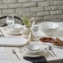 New Stream Bone China Saturn 19-Piece Bone China Dinner Set for 4 People, White Gold See All Dinner Sets|Bone China Dinner Sets