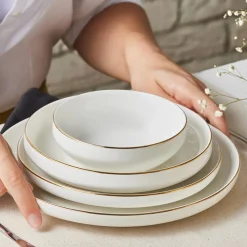 New Stream Bone China Saturn 19-Piece Bone China Dinner Set for 4 People, White Gold See All Dinner Sets|Bone China Dinner Sets