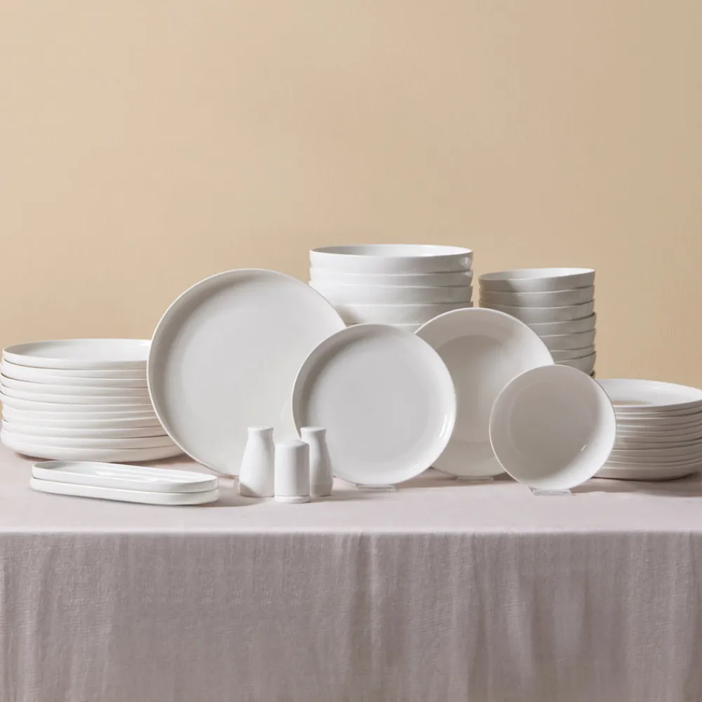 Discount Stream Bone China Favaro 53-Piece Dinner Set for 12 People, White See All Dinner Sets|Bone China Dinner Sets