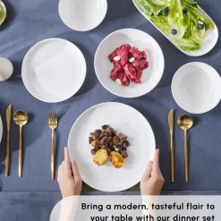 Discount Stream Bone China Favaro 53-Piece Dinner Set for 12 People, White See All Dinner Sets|Bone China Dinner Sets