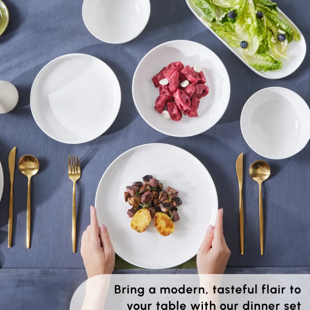 Discount Stream Bone China Favaro 53-Piece Dinner Set for 12 People, White See All Dinner Sets|Bone China Dinner Sets