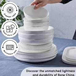 Discount Stream Bone China Favaro 53-Piece Dinner Set for 12 People, White See All Dinner Sets|Bone China Dinner Sets