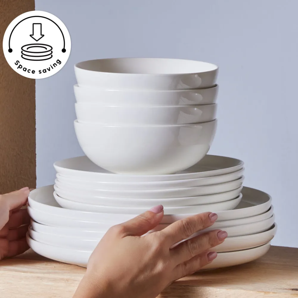 Discount Stream Bone China Favaro 53-Piece Dinner Set for 12 People, White See All Dinner Sets|Bone China Dinner Sets