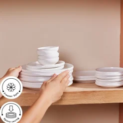 Outlet Stream Pure Cordelia 20-Piece Porcelain Serveware Set for 6 People, White See All Serveware Sets|Porcelain Serveware Sets