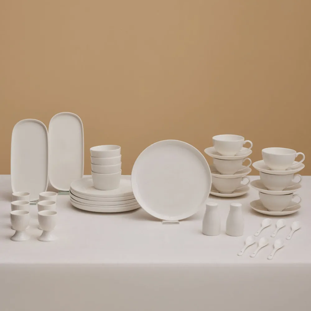 Clearance Stream Pure Favaro 38-Piece Serveware Set for 6 People, White See All Serveware Sets|Forever Bone China Serveware Sets