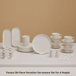 Clearance Stream Pure Favaro 38-Piece Serveware Set for 6 People, White See All Serveware Sets|Forever Bone China Serveware Sets