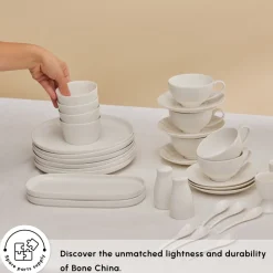 Clearance Stream Pure Favaro 38-Piece Serveware Set for 6 People, White See All Serveware Sets|Forever Bone China Serveware Sets