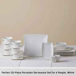 Online Stream Pure Perfect White 32-Piece Serveware Set for 6 People, White See All Serveware Sets|Porcelain Serveware Sets