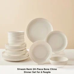 New Streamline Remi Bone China 24-Piece Dinner Set for 6 People, White See All Dinner Sets|Bone China Dinner Sets