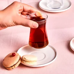 Best Streamline Saturn 12-Piece Turkish Tea Set for 6 People, Platin Turkish Tea Sets